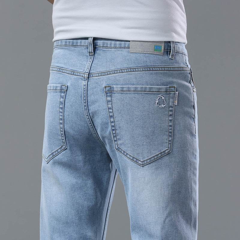 Buycenter Men's Stretch Slim-Fit Trousers - Light Blue Casual Jeans - Buy Center