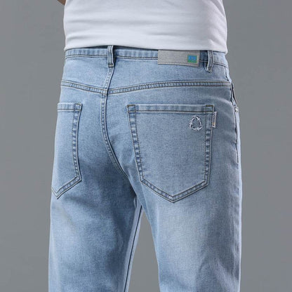 Buycenter Men's Stretch Slim-Fit Trousers - Light Blue Casual Jeans - Buy Center