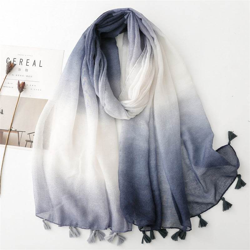 Gradient Travel Scarf - Lightweight Silk Wrap for Sun Protection & Style - Buy Center