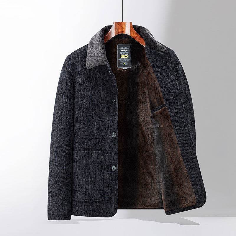 Stylish Fleece-Lined Chenille Cotton Coat for Men - Warm Winter Jacket - Buy Center
