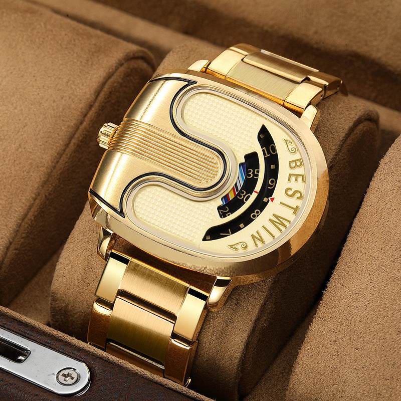 Men's U-Shaped Fashion Watch - Quartz Movement & 30m Waterproof Design - Buy Center