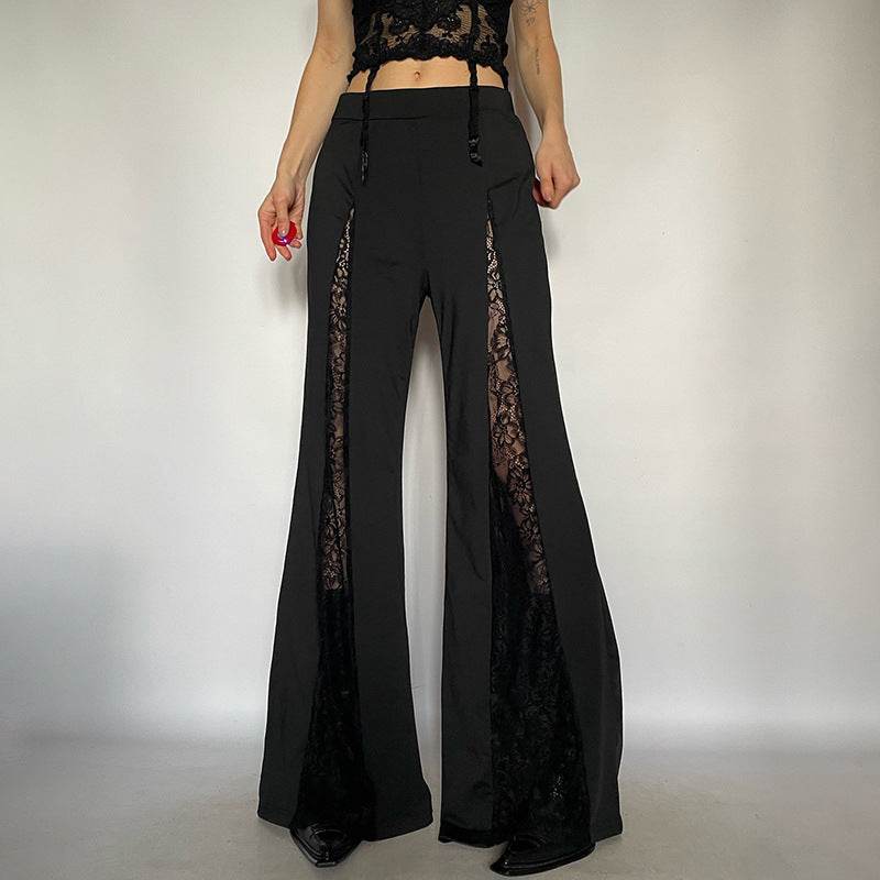 Lace Personality Wide Leg Trousers - Sexy Low Waist Pants for Women - Buy Center