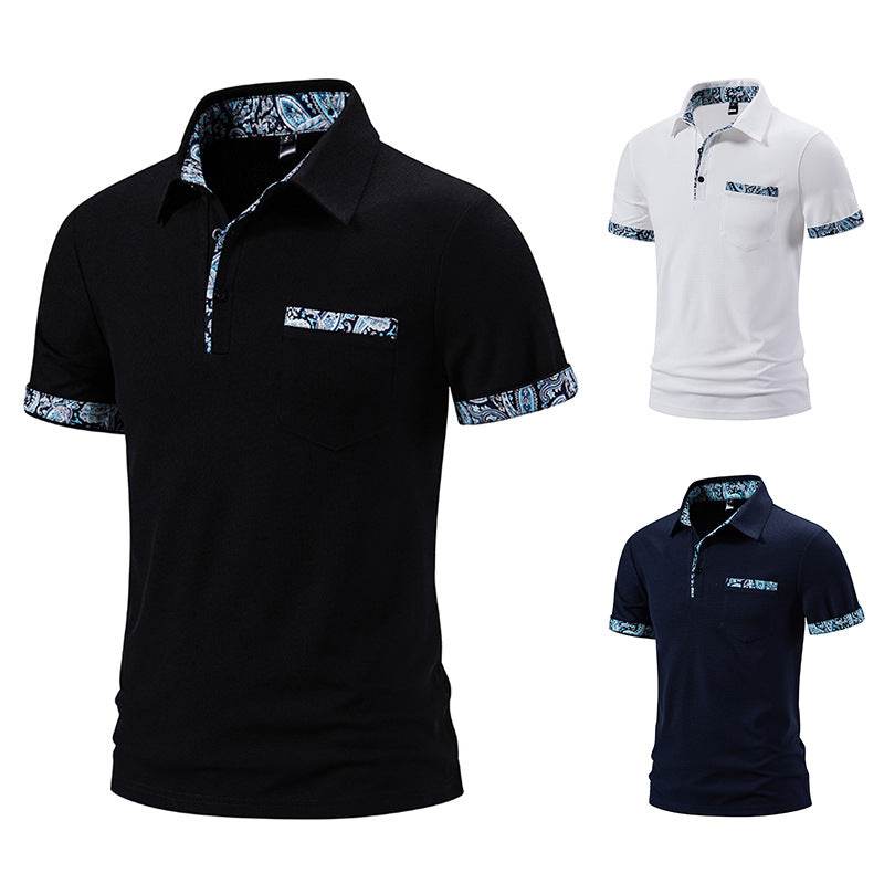 Men's Paisley Color Lapel Short-Sleeve T-Shirt - Stylish Casual Fit 2025 - Buy Center