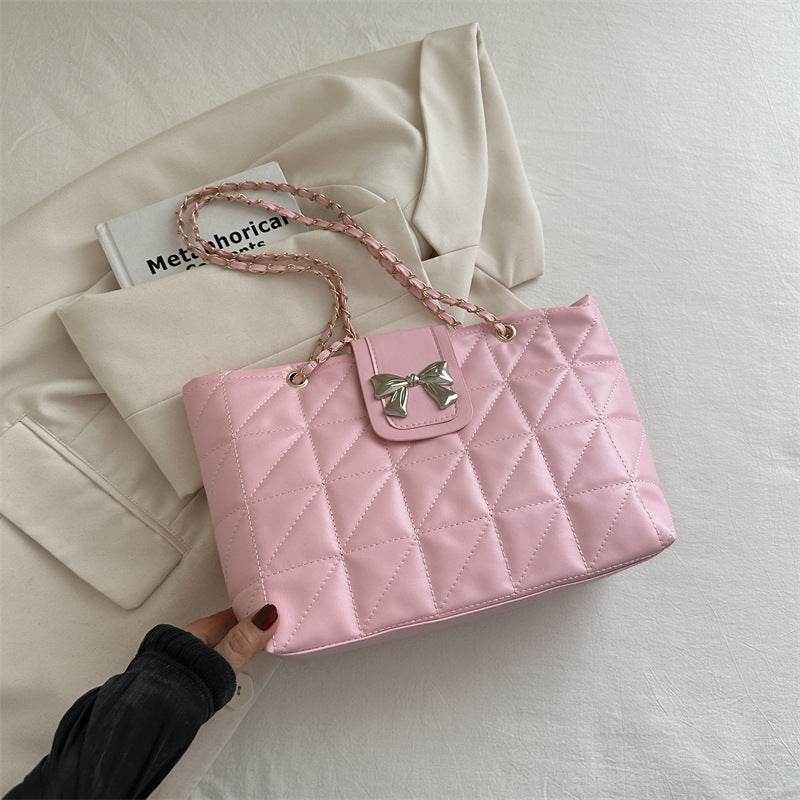 Large Capacity Soft Rhombus Chain Tote Bag - Stylish & Functional 2025 - Buy Center