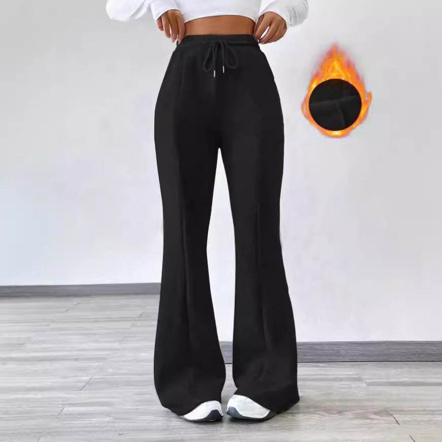 Buycenter Women's Flared Casual Pants - Comfortable Stretch Fleece Style - Buy Center