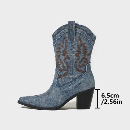 Buycenter Women's Chunky Heel Boots - Stylish & Breathable High Heels - Buy Center