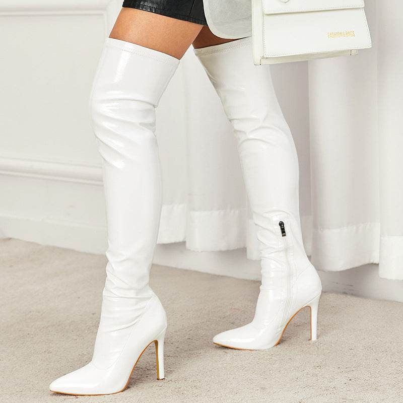 Buycenter Women's Over Knee Boots - Super High Stiletto Heels, Zipper Design - Buy Center