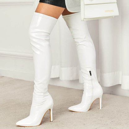Buycenter Women's Over Knee Boots - Super High Stiletto Heels, Zipper Design - Buy Center