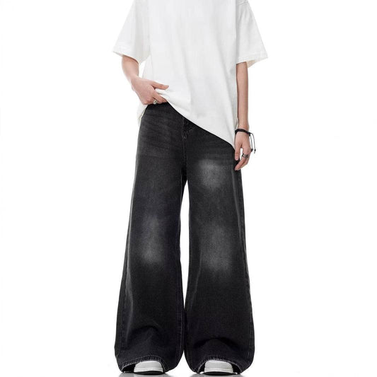 Washed Distressed Black Jeans for Men - Straight Loose Fit, Modern Style - Buy Center