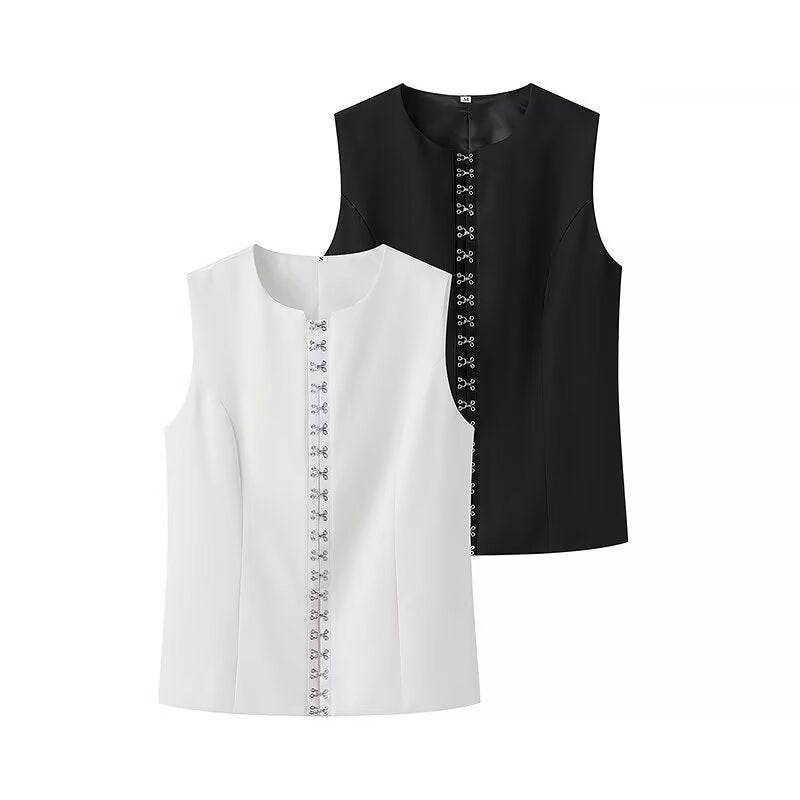 Women's Single-Breasted Sleeveless Vest - Stylish Lightweight Top - Buy Center