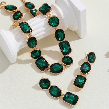 Antique Style Crystal Gems Necklace Set - Luxurious Jewelry for Women - Buy Center