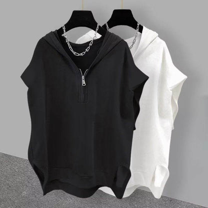 Men's Zipper Sleeveless T-Shirt - Solid Color Summer Fashion Comfort - Buy Center