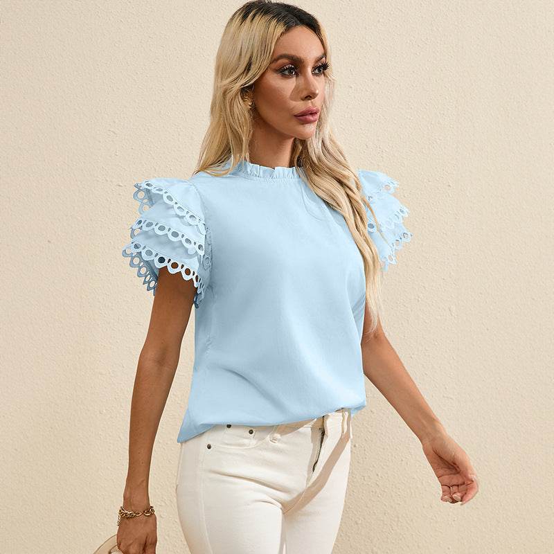Buycenter Women's Three-Quarter Sleeve Blazer - Ruffled Lace Styles - Buy Center