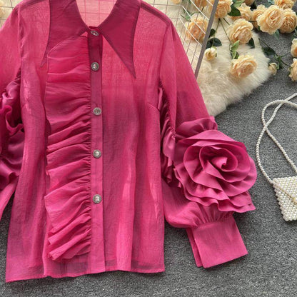 Stylish Loose Western-Style Women's Shirt - Trendy Long Sleeve Blazer - Buy Center