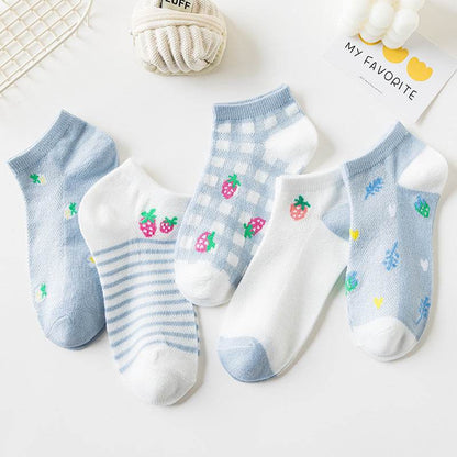 Cute Brown Bear Low-Cut Women's Socks - 5 Pairs of Fun Style - Buy Center