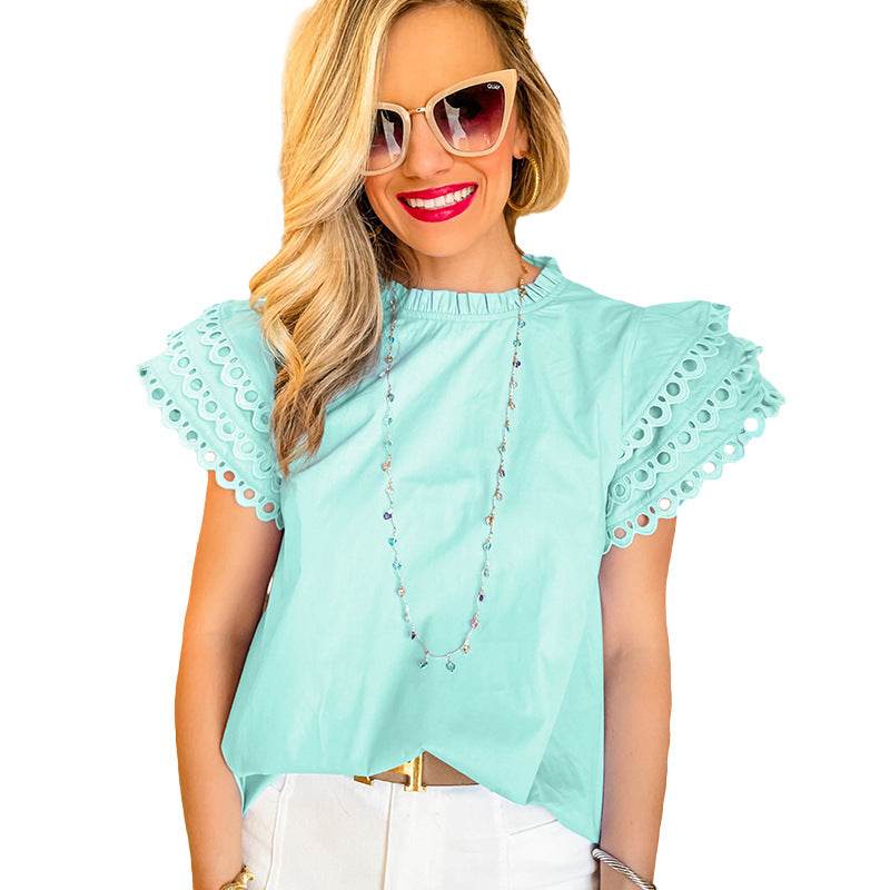 Buycenter Women's Three-Quarter Sleeve Blazer - Ruffled Lace Styles - Buy Center