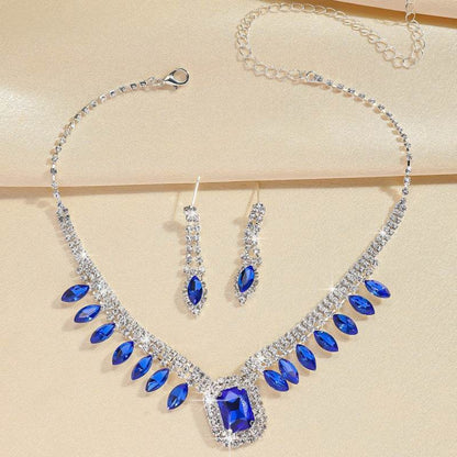 Elegant K-Gold Necklace Set - Stunning Rhinestone Pendant & Earrings - Buy Center
