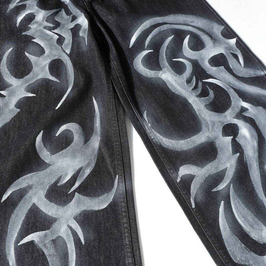 American Retro Loose Jeans for Men - Vintage Washed Black Style 2025