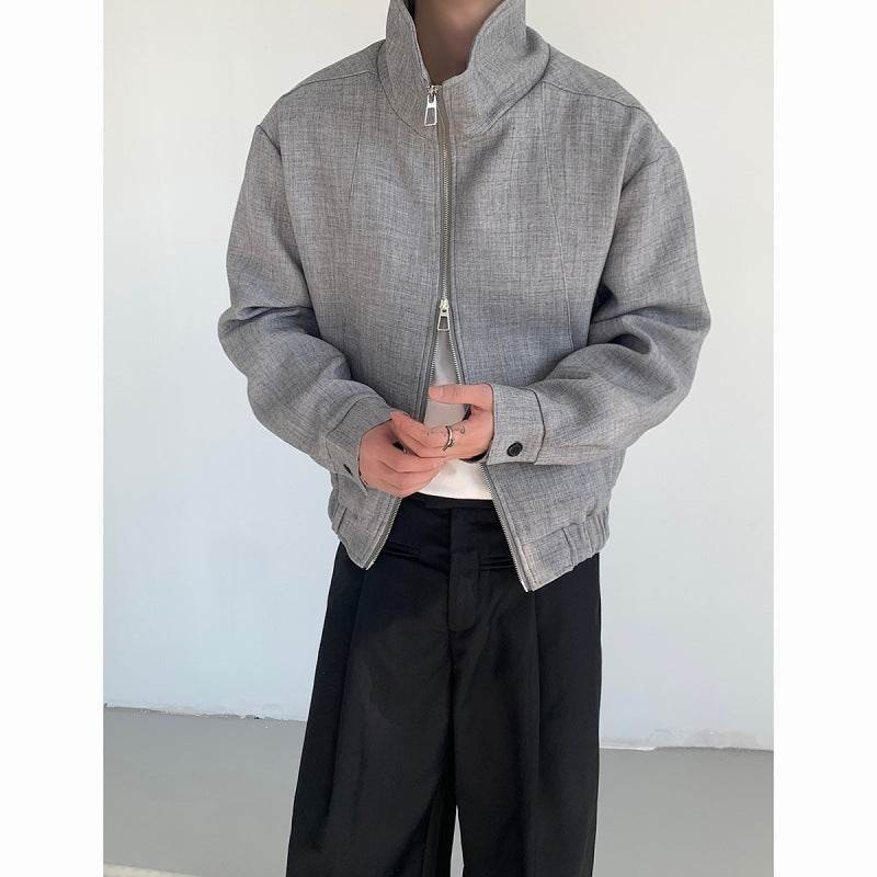 Autumn Minimalist Couple Jacket - Stylish Loose Fit, Gray & Black Design - Buy Center