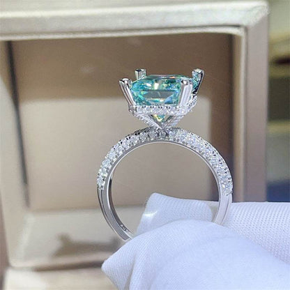 Buy Center 5 Karat Green Moissanite Ring - Elegant Silver U-Shaped Design - Buy Center