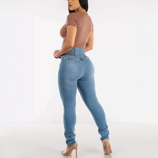 Buycenter Women's High Waist Slimming Jeans - Stretchy Street Style - Buy Center