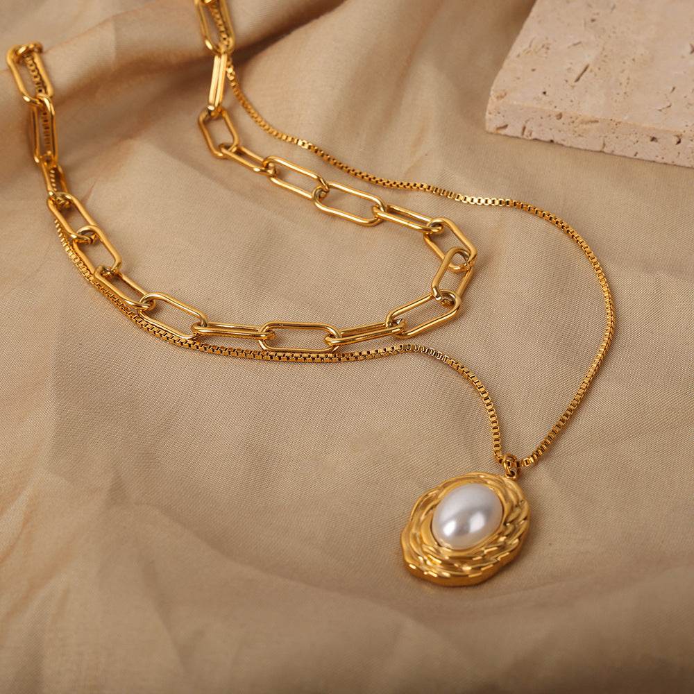 Pearl Textured Titanium Steel Necklace - Adjustable Elegance for 2025 - Buy Center