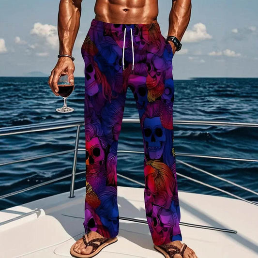 Digital Printing Casual Elastic Pants for Men - Trendy Wide Leg Style - Buy Center
