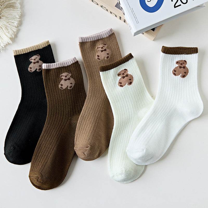 Cute Brown Striped Couple Socks - Cozy Autumn & Winter Essentials - Buy Center