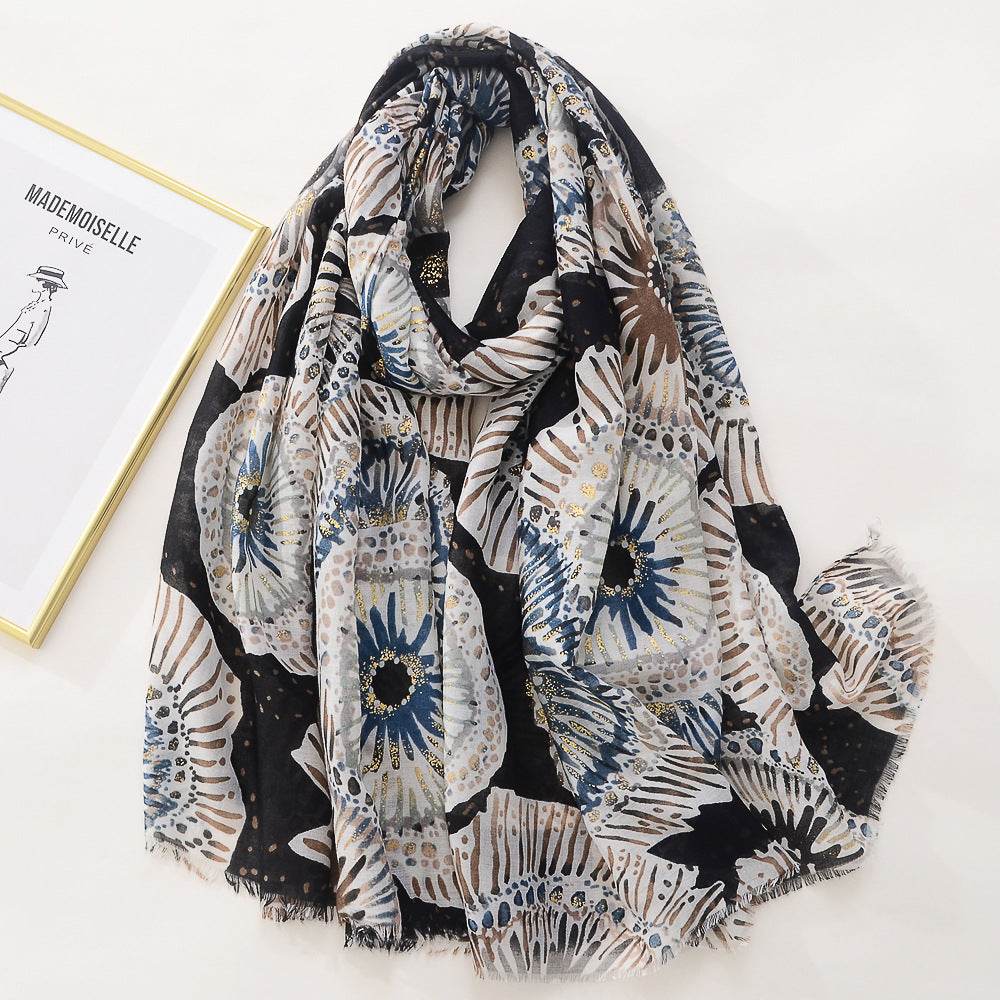 Women's Rose Bronzing Scarf - Versatile Cotton Linen Wrap for Every Occasion - Buy Center