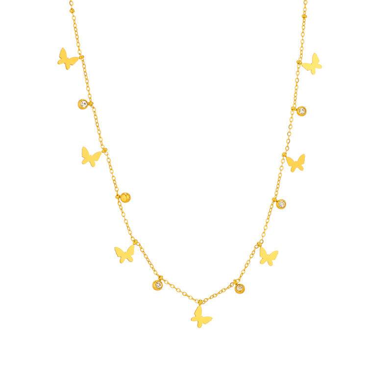 Elegant Stainless Steel Multi-heart Necklace - Gold Butterfly Design 2025 - Buy Center