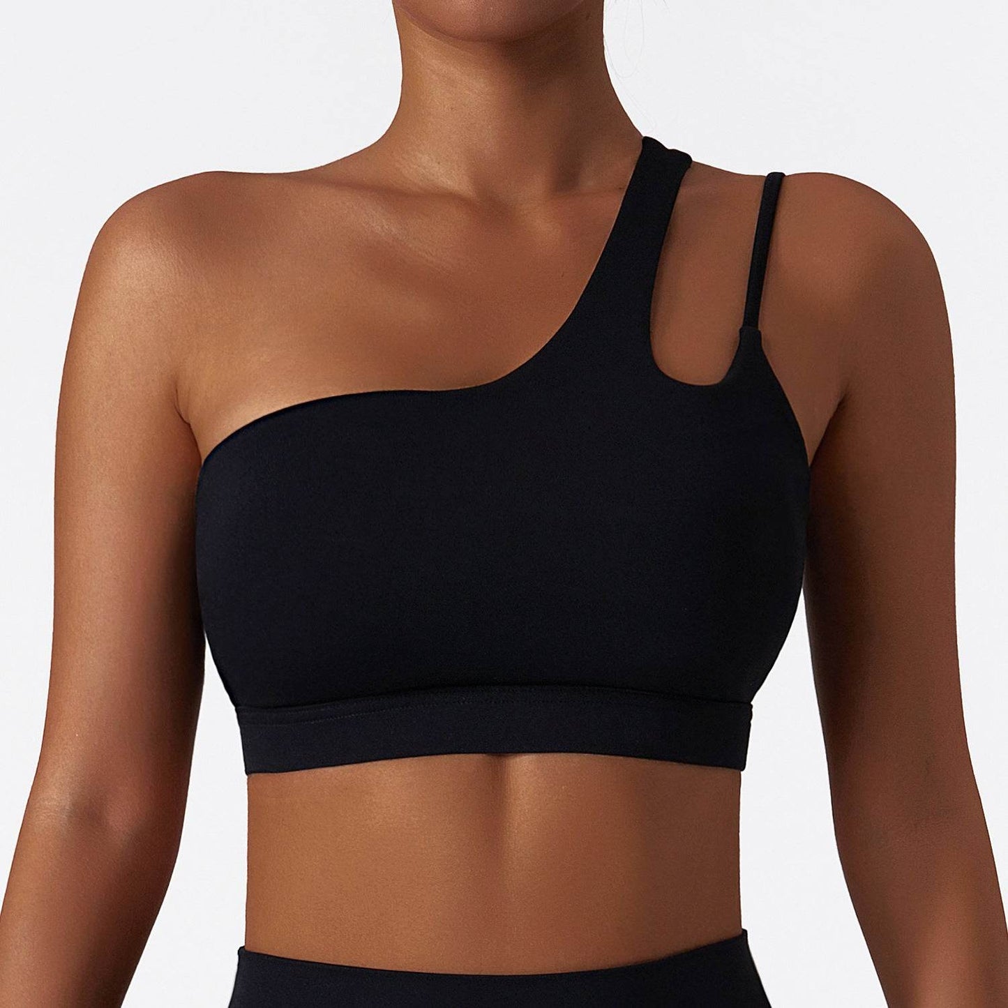 Buycenter One-Shoulder Yoga Bra - Irregular Strap, Lightweight Comfort - Buy Center