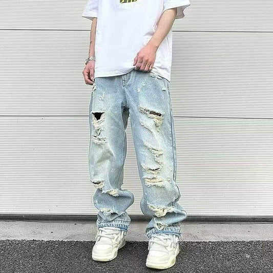 Retro Water Washed Wide Leg Jeans - Stylish Straight-Leg Denim Pants - Buy Center