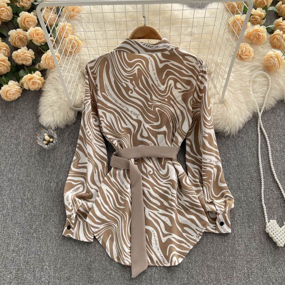Loose Striped Long Sleeve Top - Stylish Blouse in 3 Colors for Elegance - Buy Center