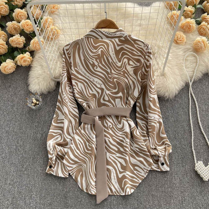 Loose Striped Long Sleeve Top - Stylish Blouse in 3 Colors for Elegance - Buy Center
