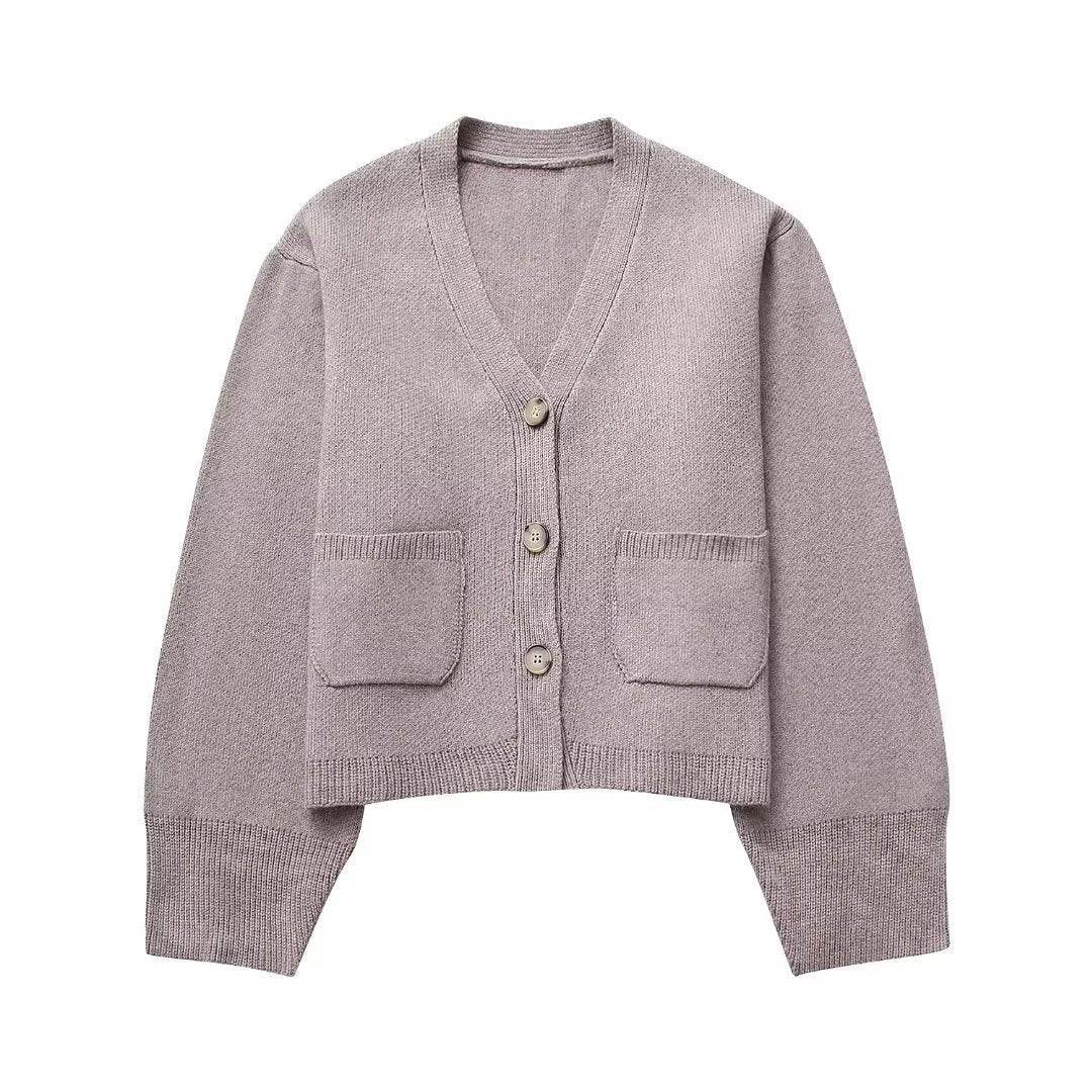 Women's Knitted Jacket - Versatile Khaki Cardigan for Every Occasion - Buy Center