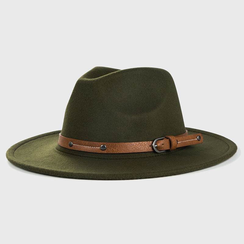 Big Brim Jazz Cowboy Hat - Stylish Women's Hat with Monochrome Belt - Buy Center