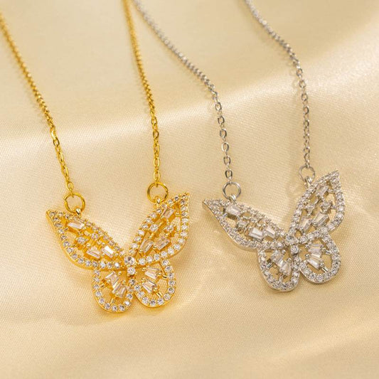 Buycenter Hollow Butterfly Necklace - Micro Inlaid Zircon for Women - Buy Center