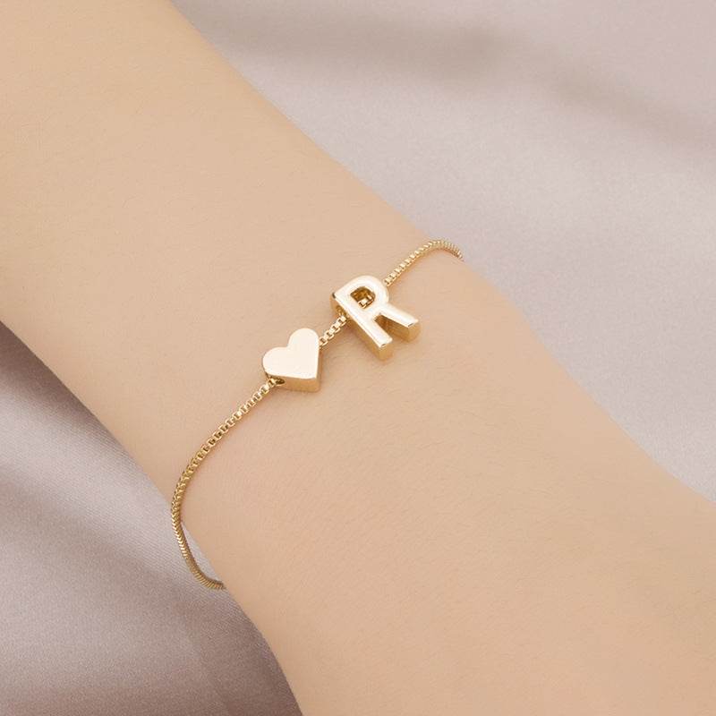 Cute Love Heart Bracelet - Personalized Couple Gift with English Letters - Buy Center