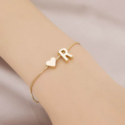 Cute Love Heart Bracelet - Personalized Couple Gift with English Letters - Buy Center