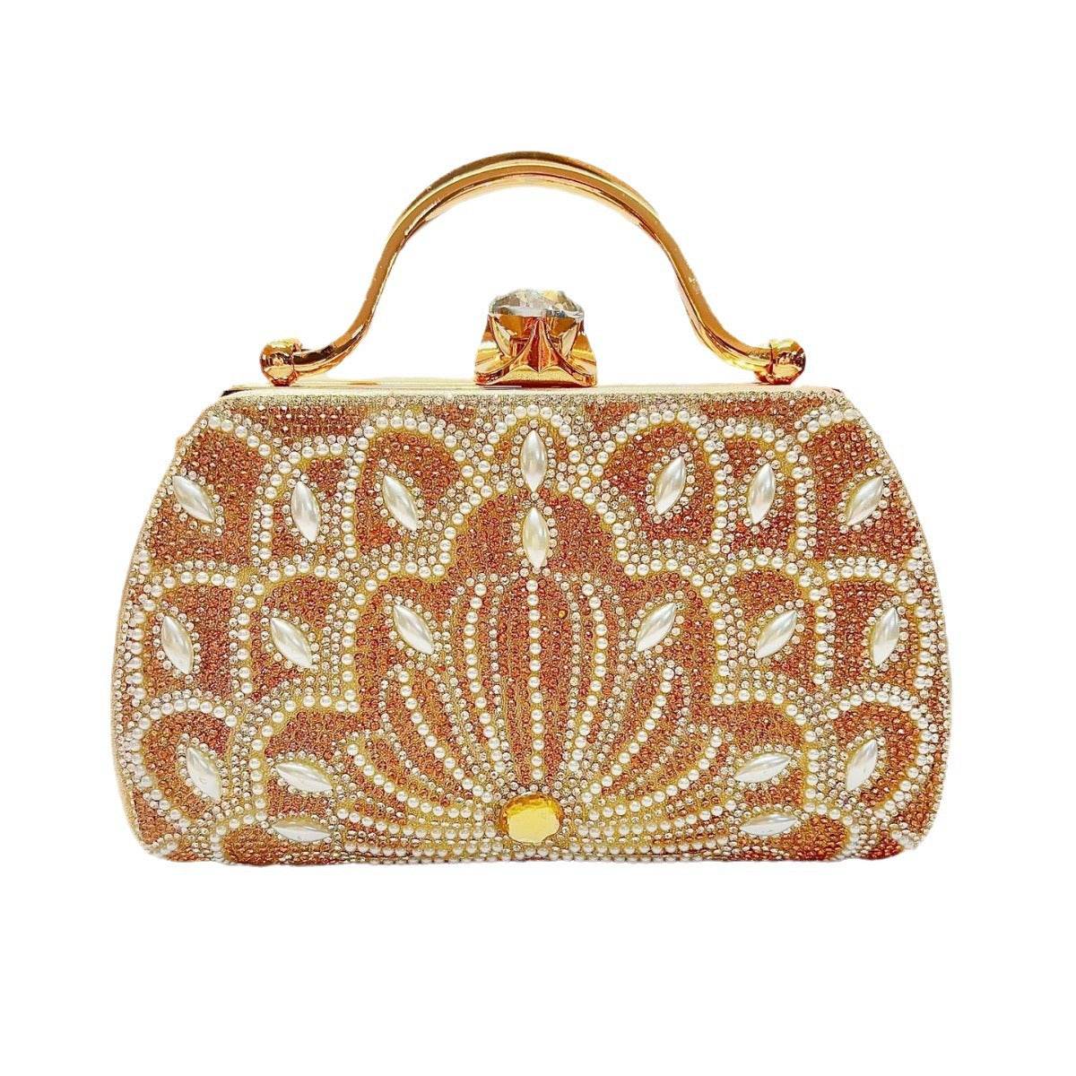 Buycenter Women's Rhinestone Handbag - Solid Color, Stylish Clutch Bag - Buy Center