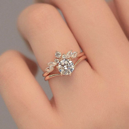 Buy Center Sanjie Rose Gold Couple Rings - Simple Alloy Set for Women - Buy Center