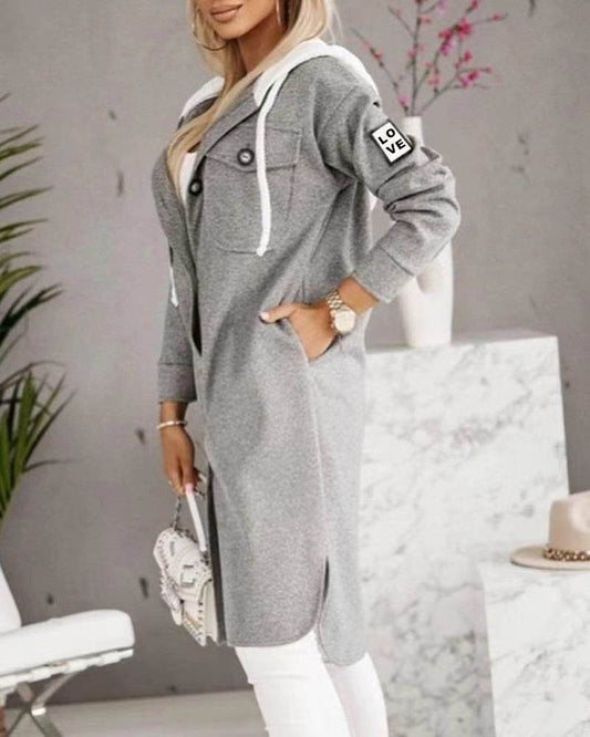 Buycenter Women’s Fashion Hooded Trench Coat - Long Sleeve, Button Closure - Buy Center