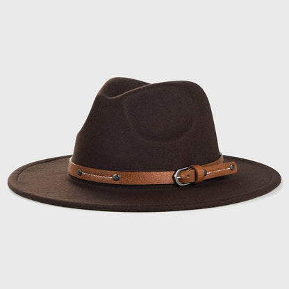 Big Brim Jazz Cowboy Hat - Stylish Women's Hat with Monochrome Belt - Buy Center