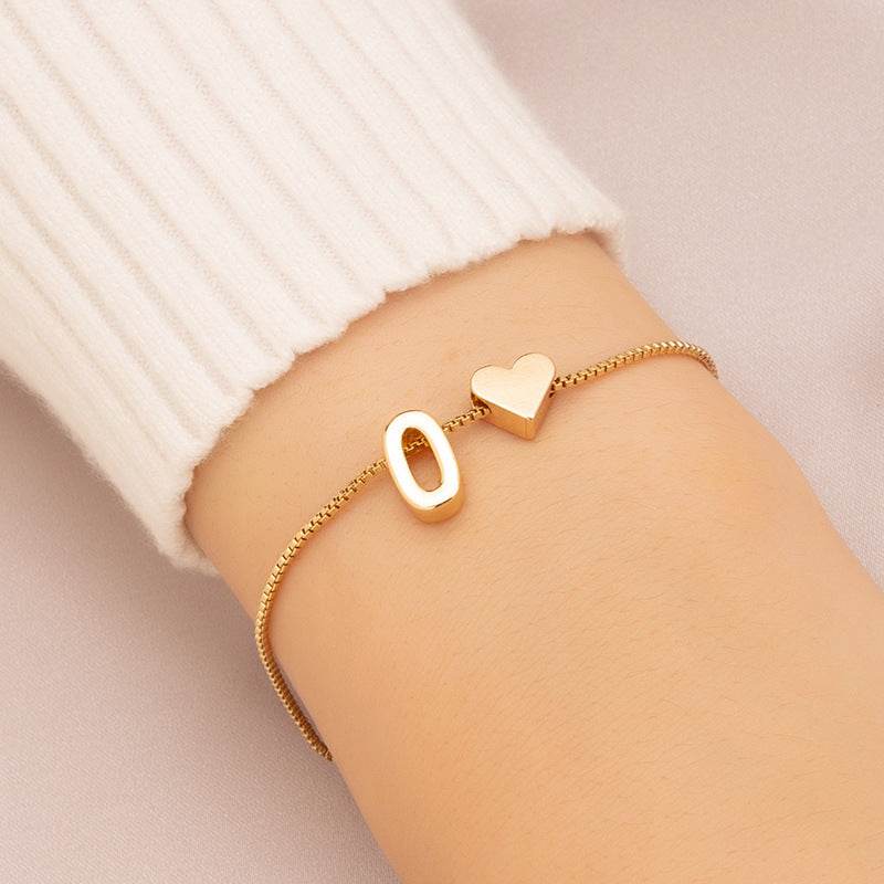 Cute Love Heart Bracelet - Personalized Couple Gift with English Letters - Buy Center