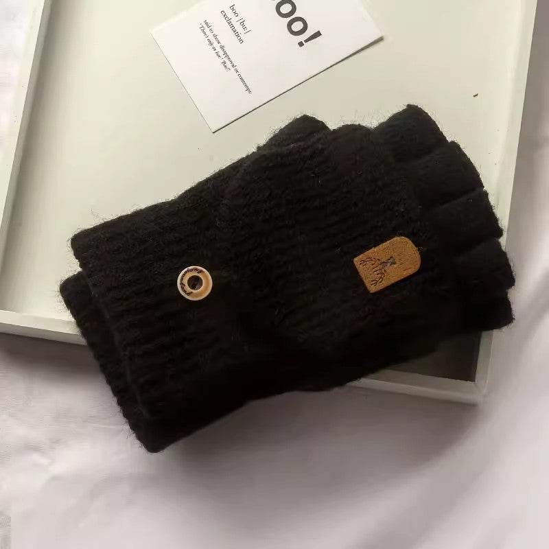 Half Finger Wool Gloves for Couples - Stylish & Warm for Winter Riding - Buy Center