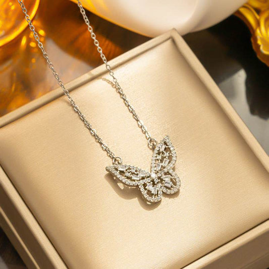 Buycenter Hollow Butterfly Necklace - Micro Inlaid Zircon for Women - Buy Center