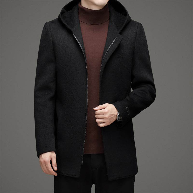 Men's Hooded Reversible Woolen Coat - Stylish Thickened Winter Parka - Buy Center