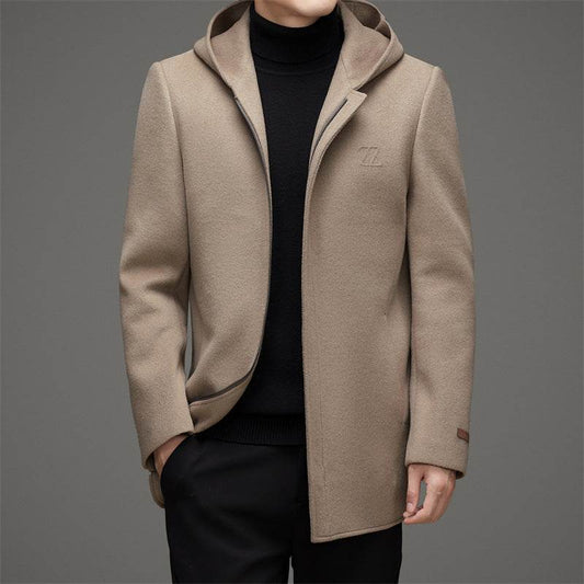 Men's Hooded Reversible Woolen Coat - Stylish Thickened Winter Parka - Buy Center
