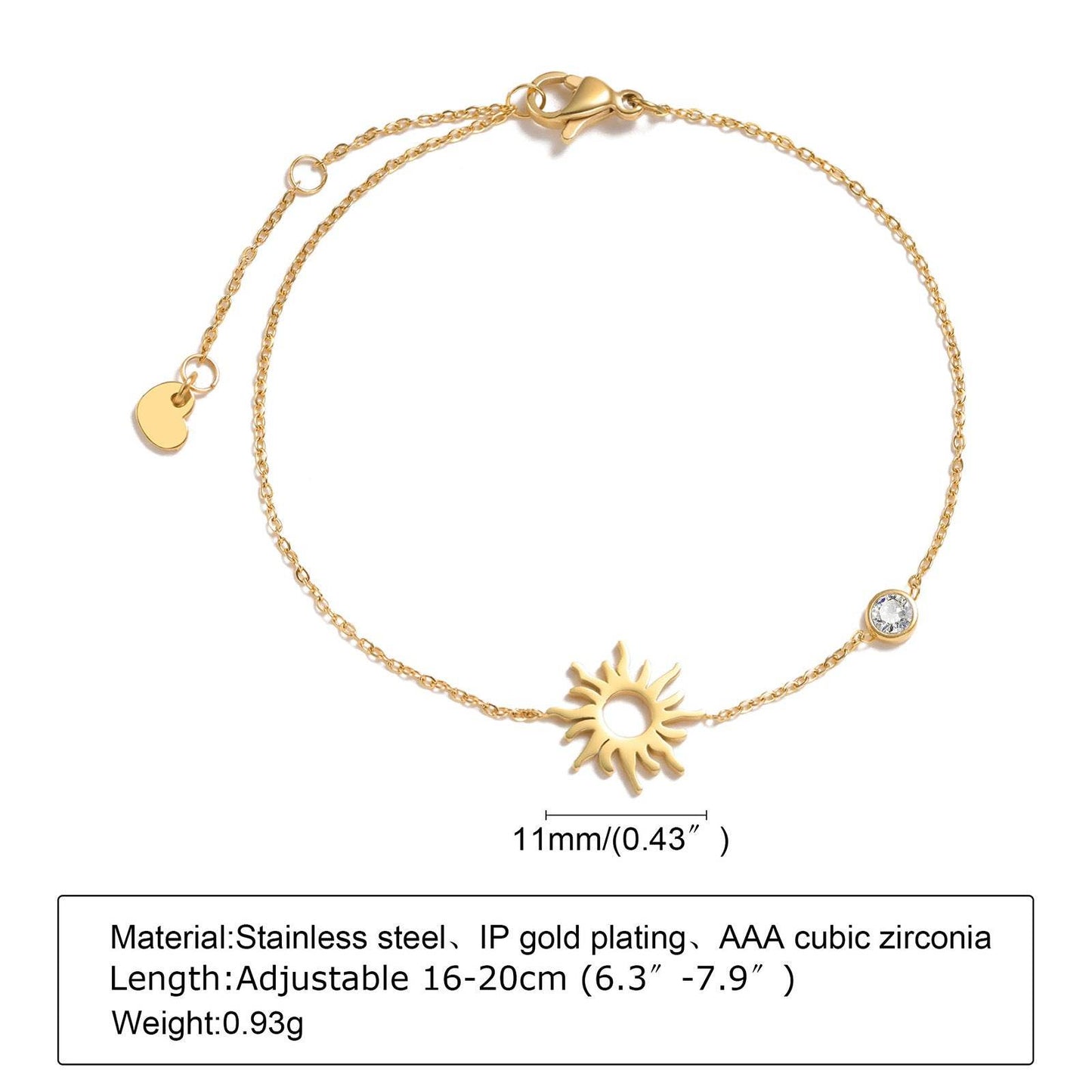 Buy Center Stainless Steel Thin Bracelet - Sun, Moon & Star Design - Buy Center