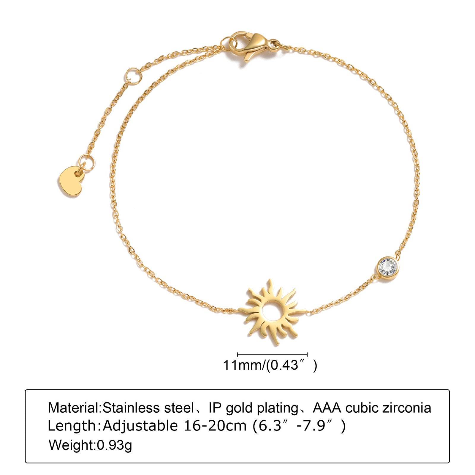 Buy Center Stainless Steel Thin Bracelet - Sun, Moon & Star Design - Buy Center